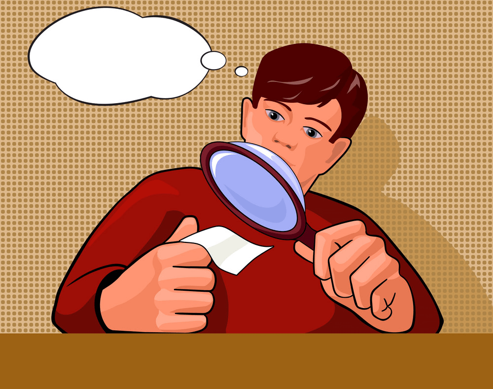 Pop Art Man with Magnifying Glass clipart