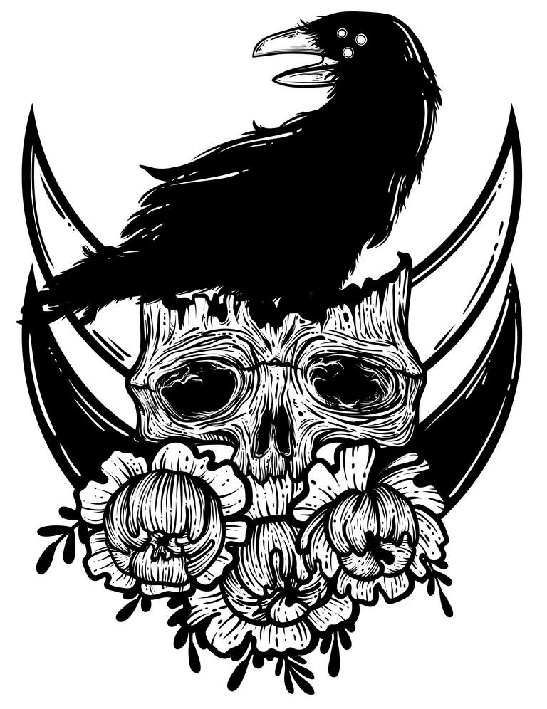 Raven and Skull clipart