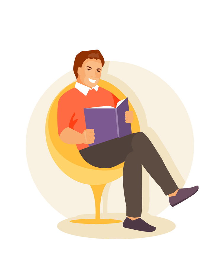 Smiling Man Reading clipart