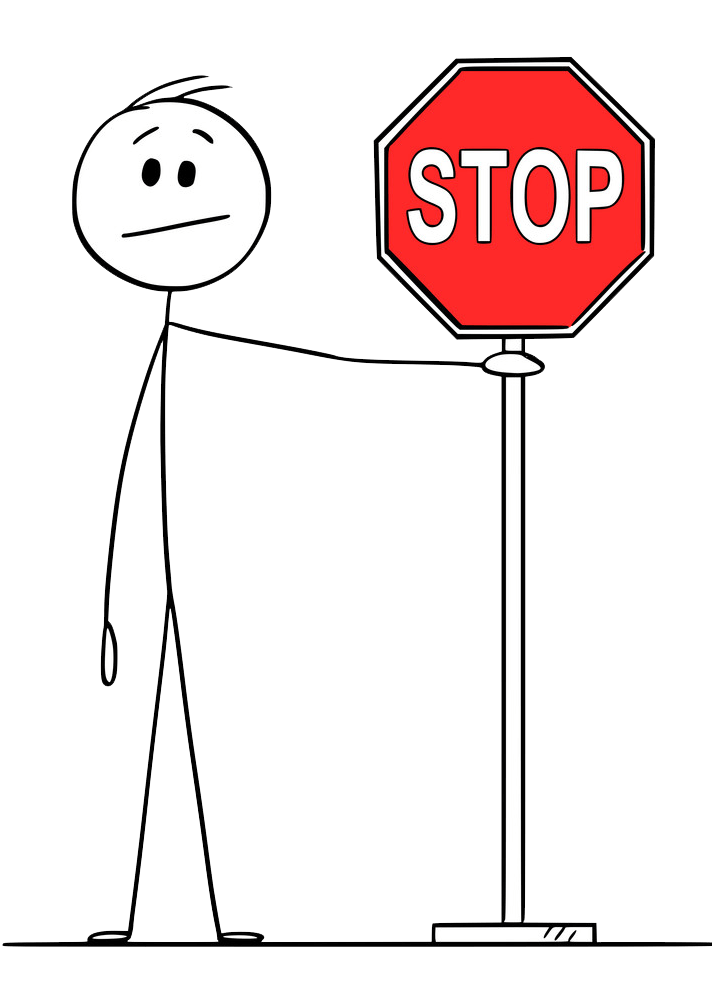 Stickman and Stop Sign clipart transparent