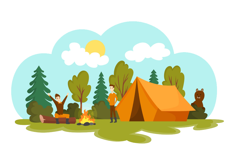 Two Guys Camping clipart transparent