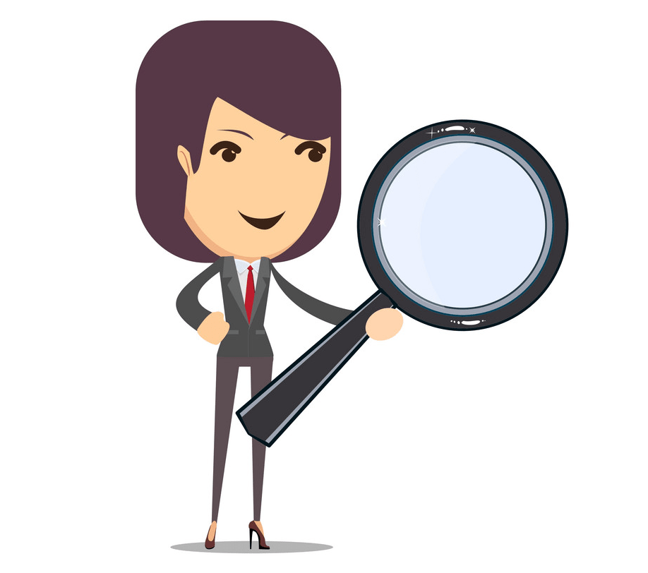 Woman with Magnifying Glass png