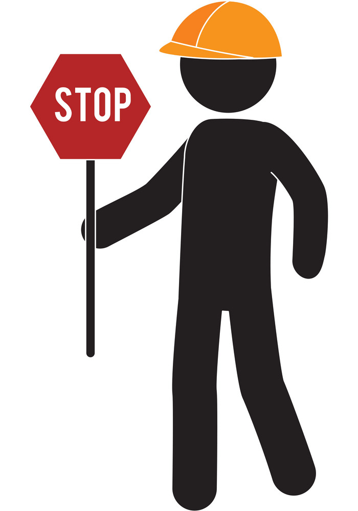 Worker with Stop Sign clipart