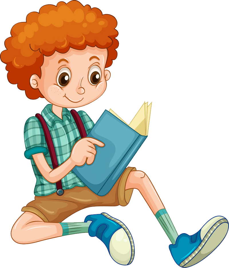 Young Boy Reading clipart transparent