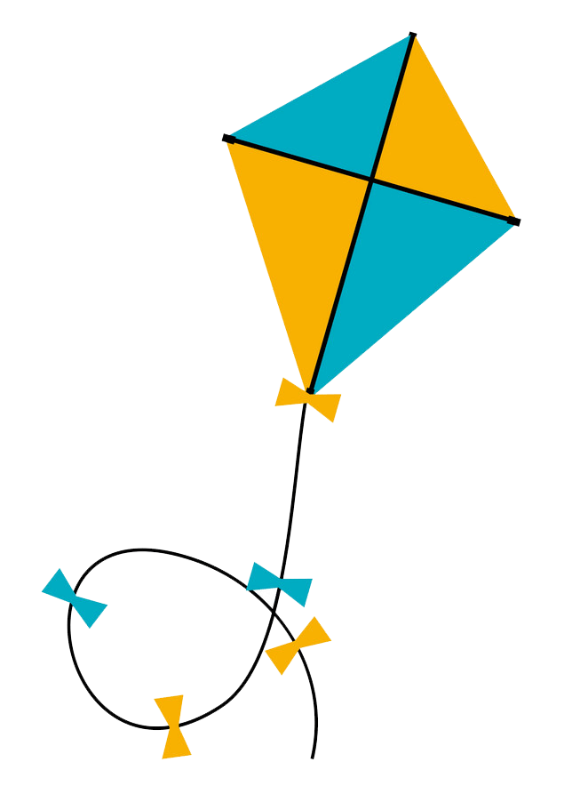 Blue and Yellow Kite clipart transparent