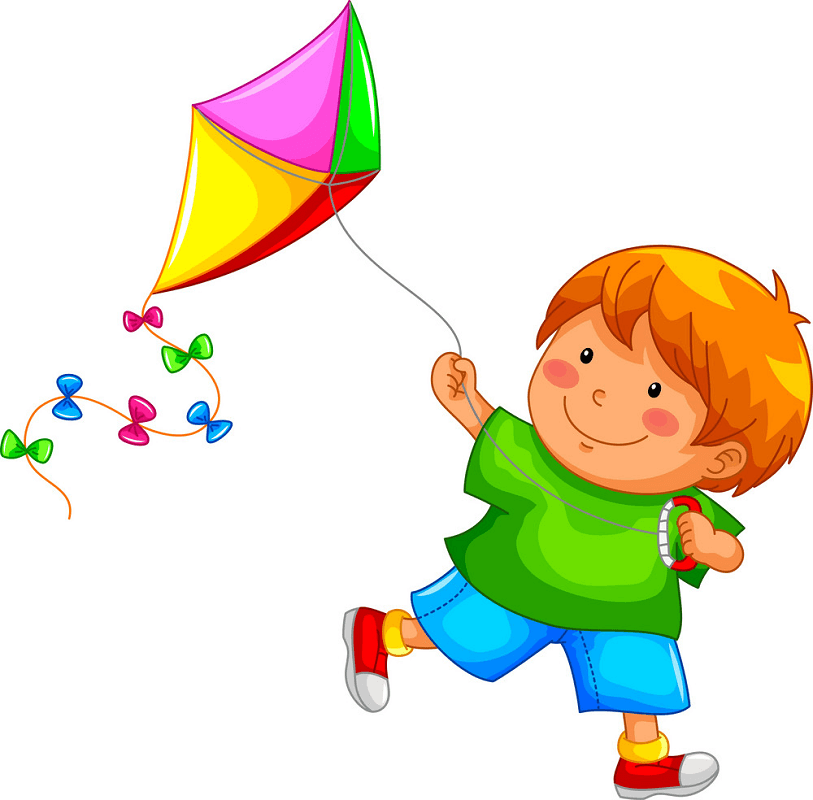 Boy with Kite clipart