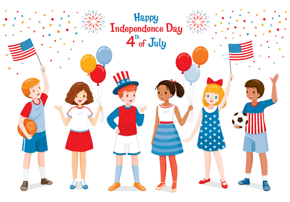 Children with 4th of July clipart