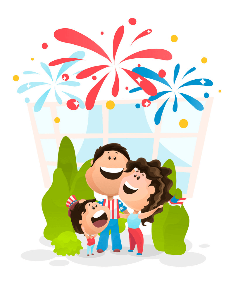 Family with 4th of July clipart