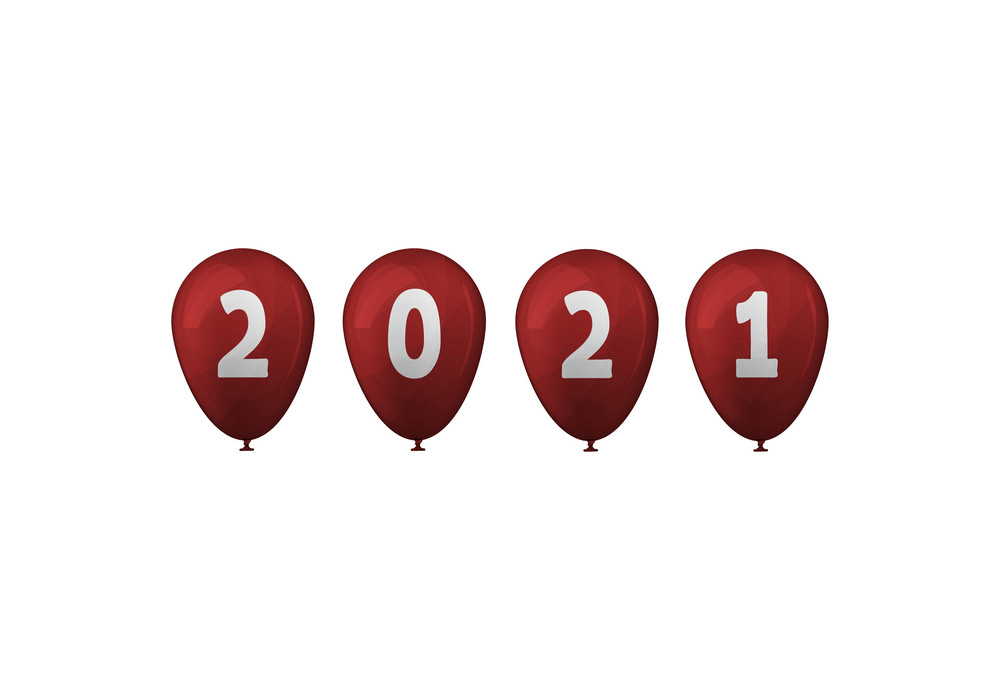 Happy New Year 2021 with balloon clipart