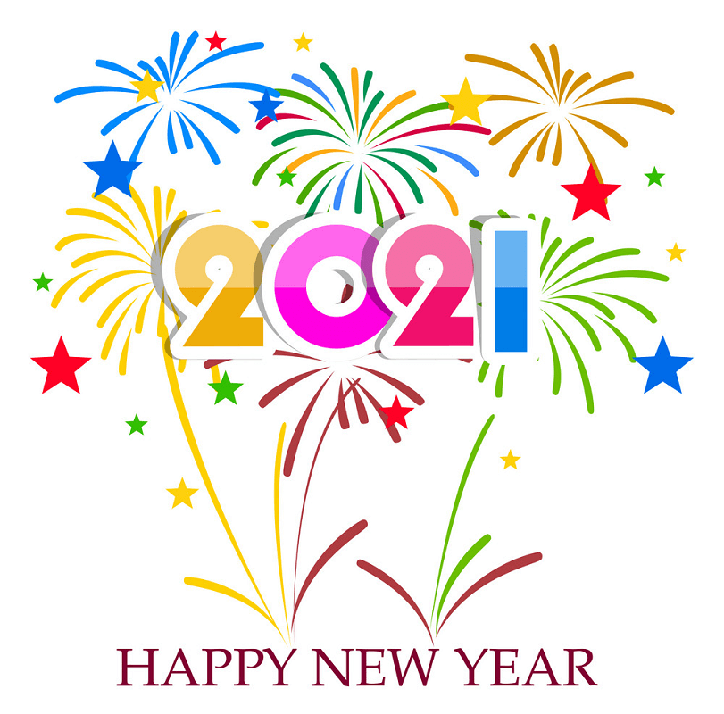 Happy New Year 2021 with firework clipart 1