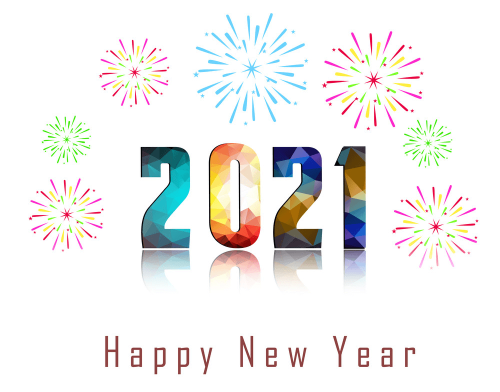 Happy New Year 2021 with firework clipart