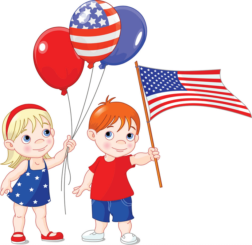 Kids with 4th of July clipart