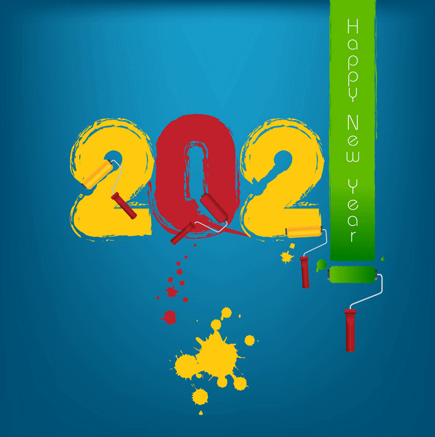 Painting Happy New Year 2021 clipart