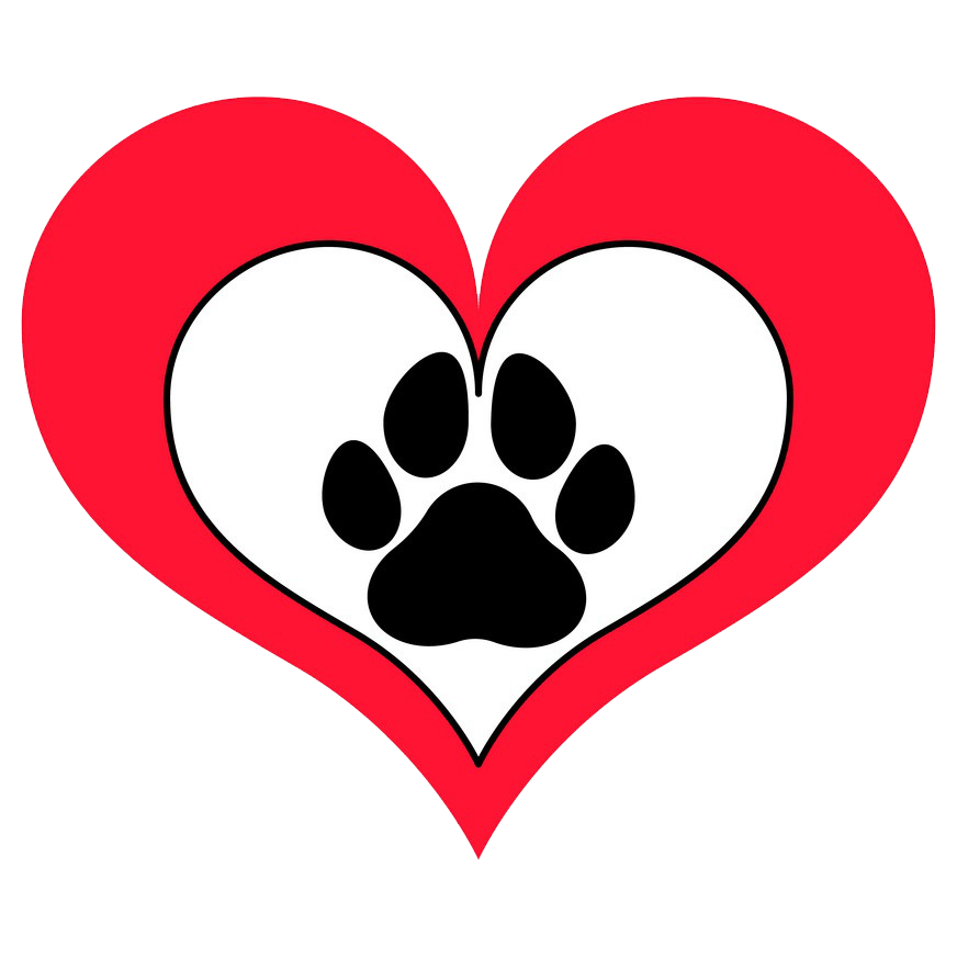 Paw Print in heart clipart transparent