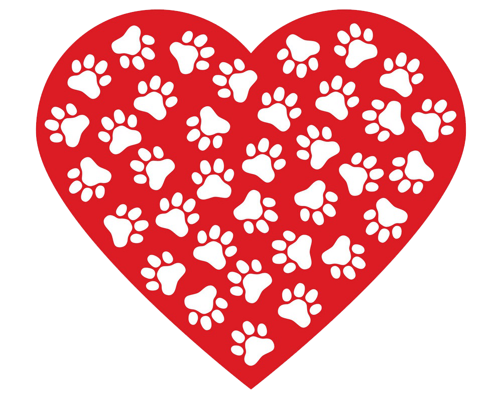 Paws Print in Heart clipart transparent