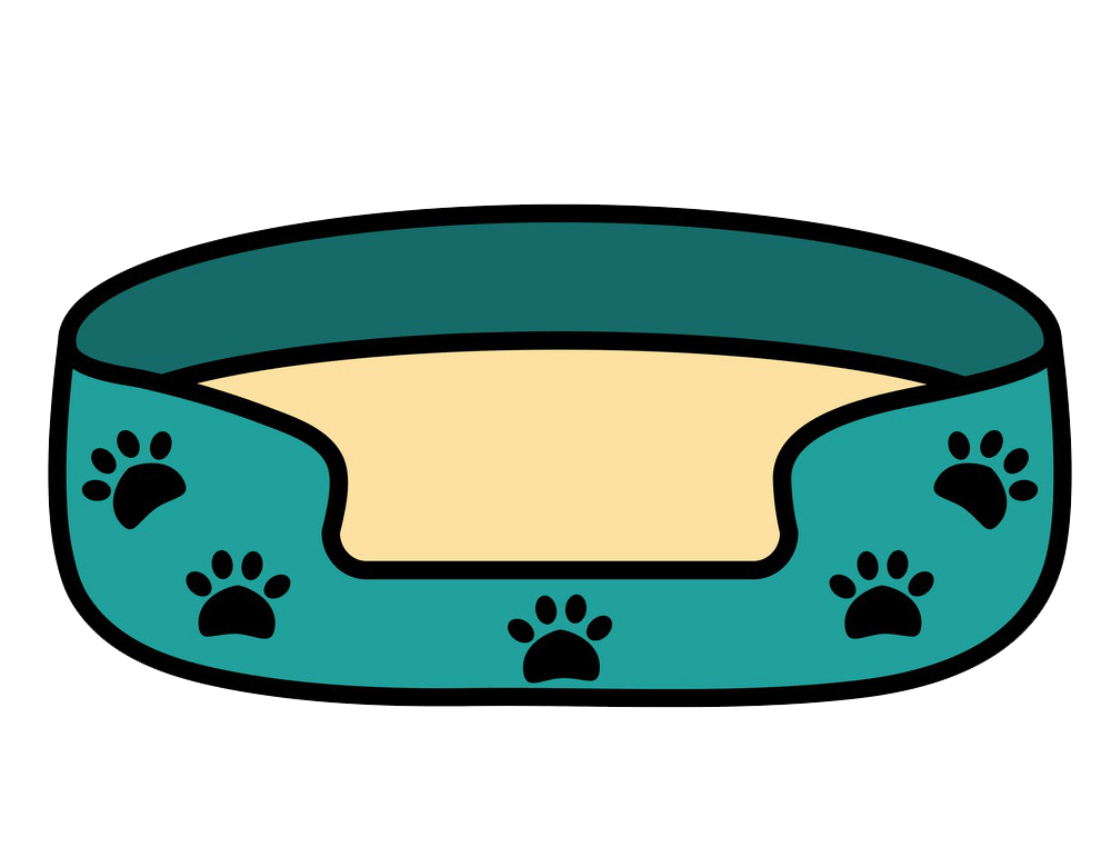 Pet Bed with Paws Print clipart transparent