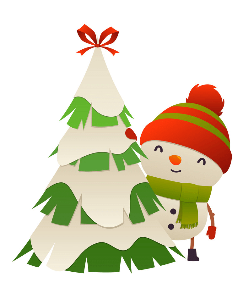 Snowman and Christmas Tree clipart