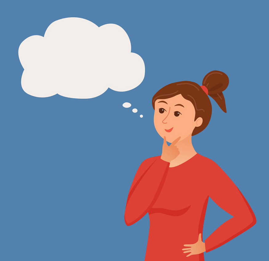 thinking woman with speech bubble clipart