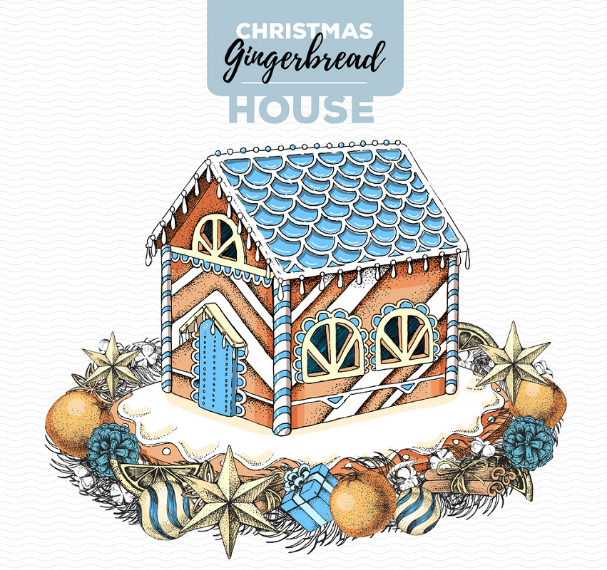 Beautiful Gingerbread House clipart