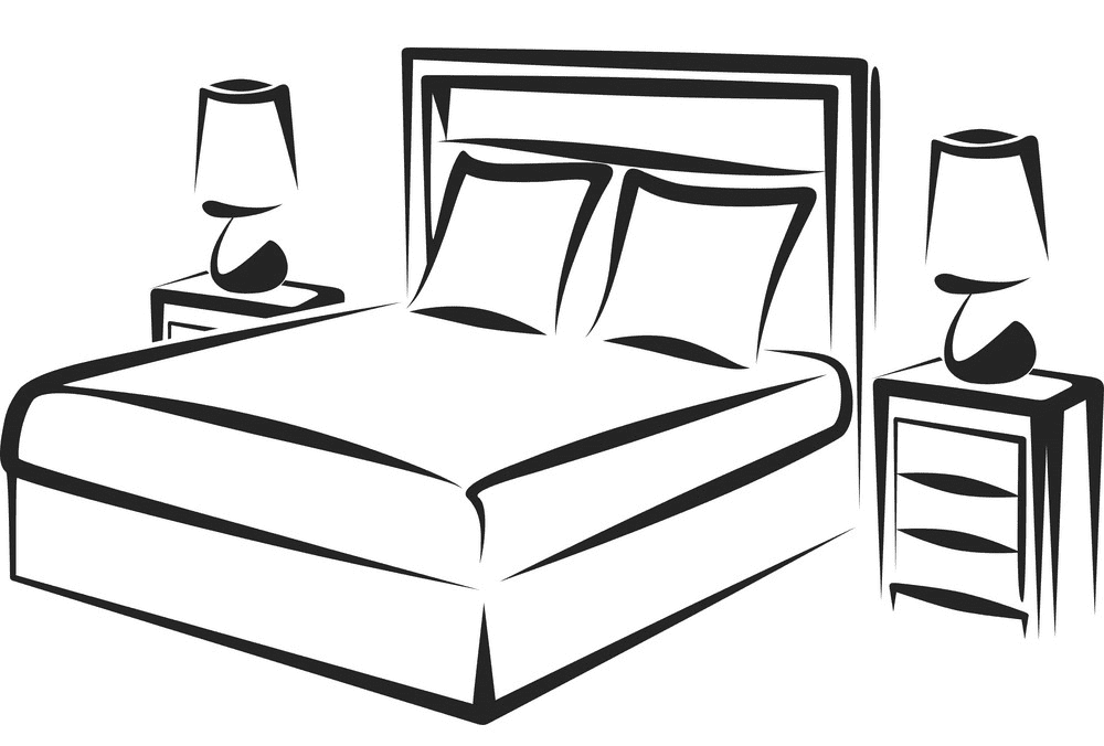 Bed Black and White clipart
