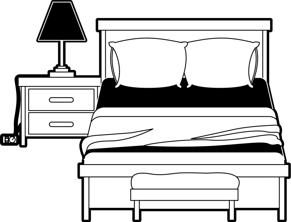 Bed Clipart Black and White 1