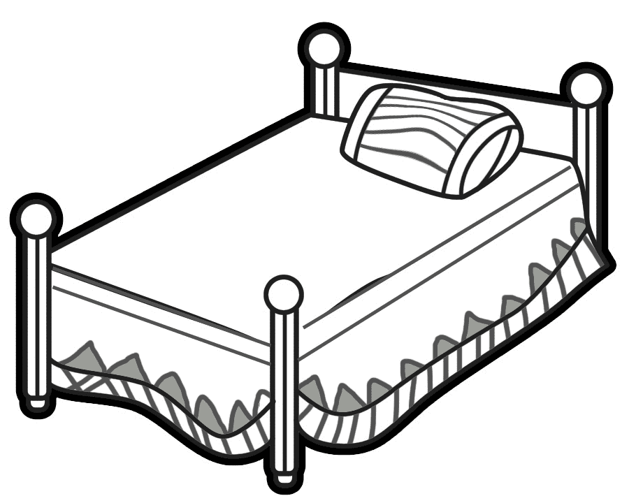 Bed Clipart Black and White 3