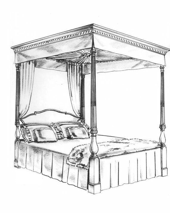 Bed Clipart Black and White 7