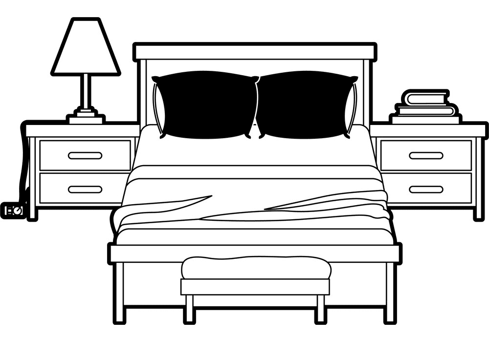 Bed Clipart Black and White