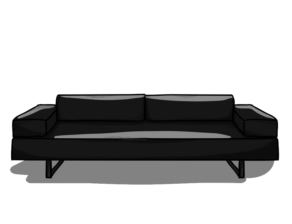 Black Couch clipart transparent 1