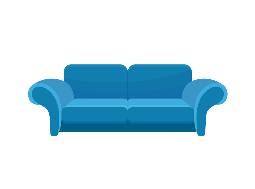 Blue Leather Couch clipart transparent