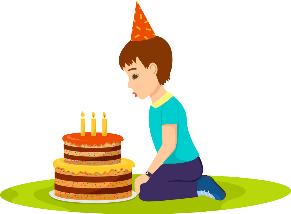 Boy and Birthday Cake clipart transparent