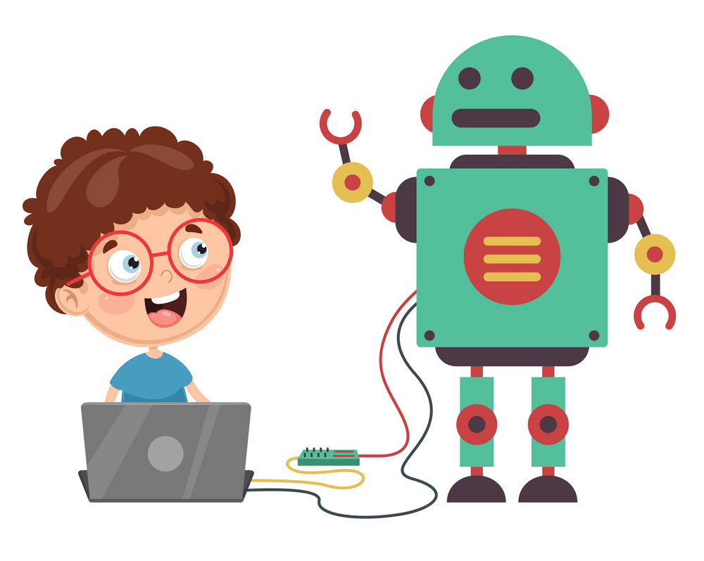 Boy and Robot clipart