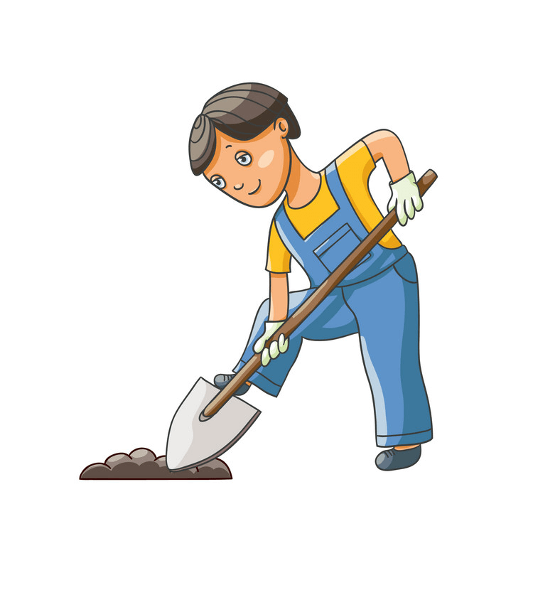 Boy with Shovel clipart
