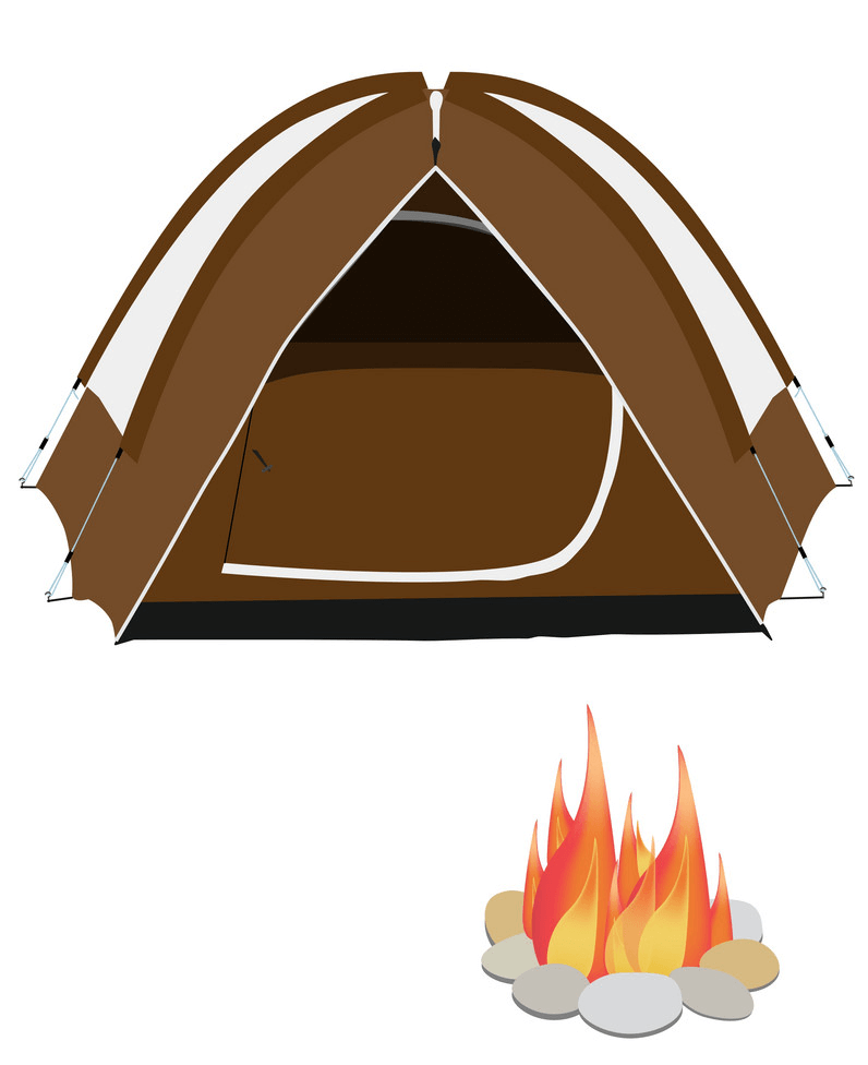 Camping Tent and Campfire clipart