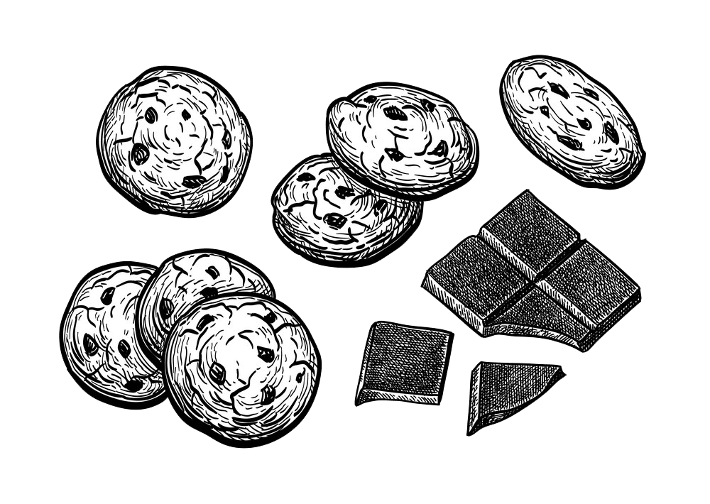 Chocolate Chip Cookies Sketch clipart transparent