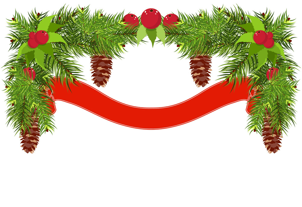 Christmas Garland with Red Ribbon clipart