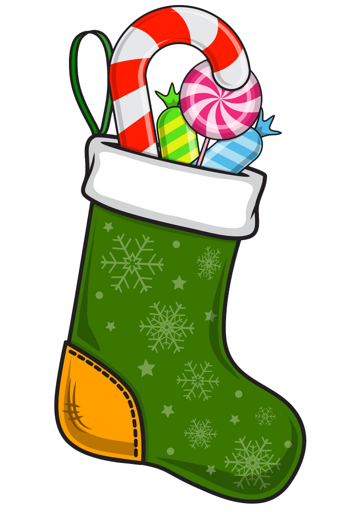 Christmas Stocking and Sweets clipart transparent