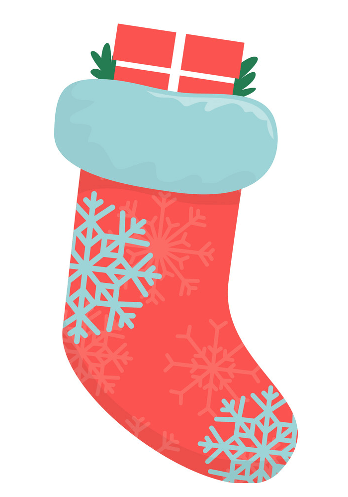 Christmas Stocking with Gift clipart