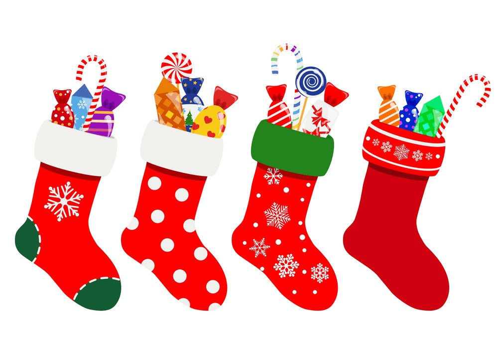 Christmas Stockings with Candies clipart