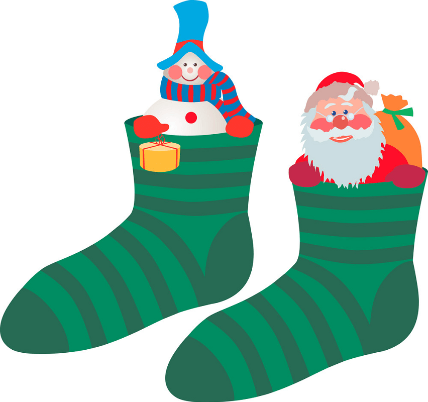 Christmas Stockings with Santa Claus clipart