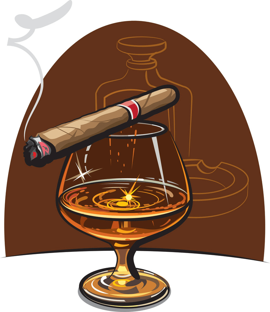 Cognac and Cigar clipart