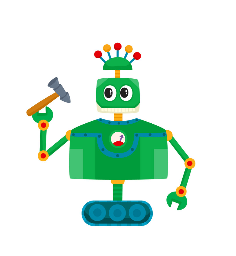 Cute Green Robot clipart