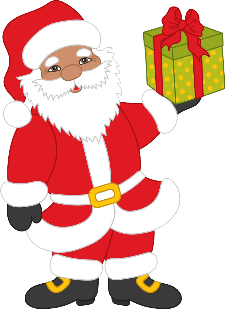 Cute Santa Claus and Gift Box clipart transparent