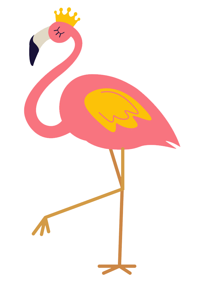 Flamingo with Crown clipart transparent