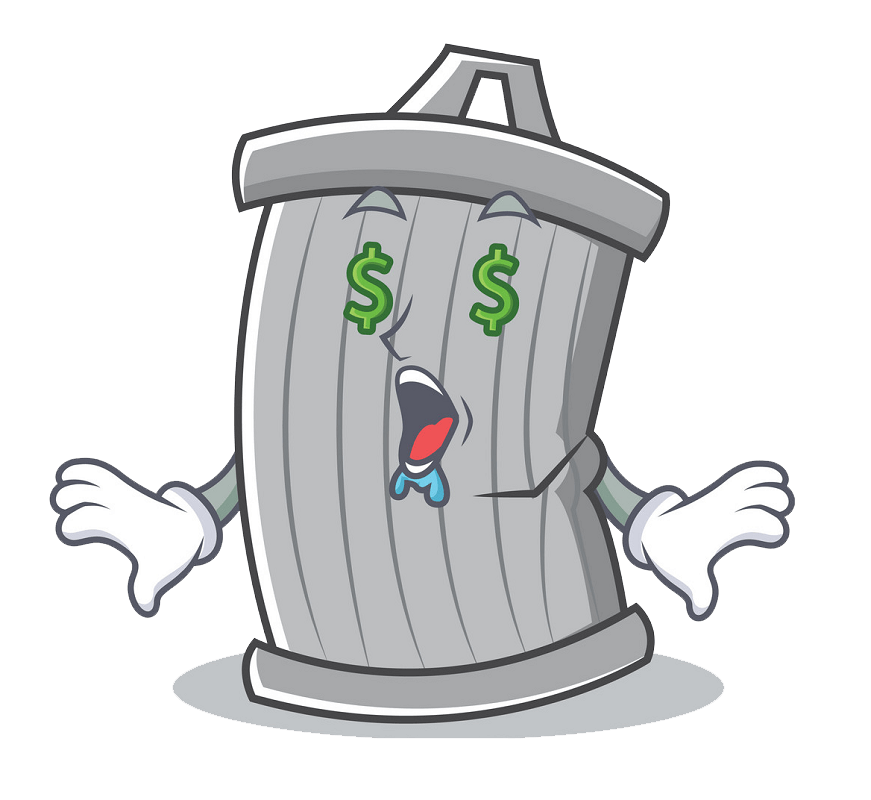 Funny Trash Can clipart transparent