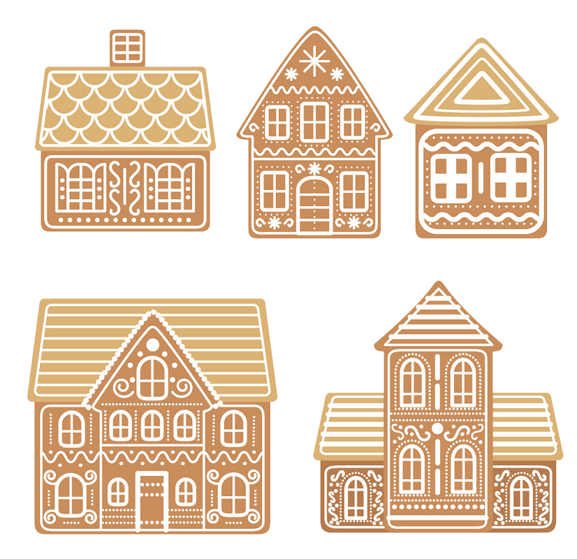 Gingerbread Houses clipart transparent