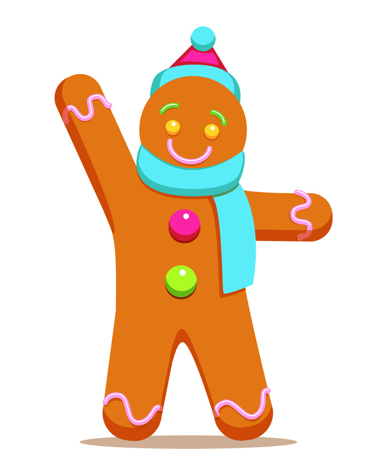 Gingerbread Man Waving Hand clipart