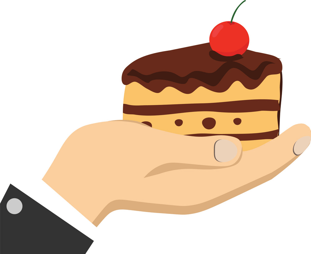 Hand Holding Cake clipart