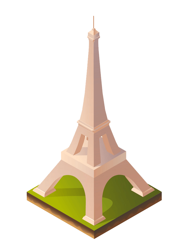 Isometric Eiffel Tower clipart transparent