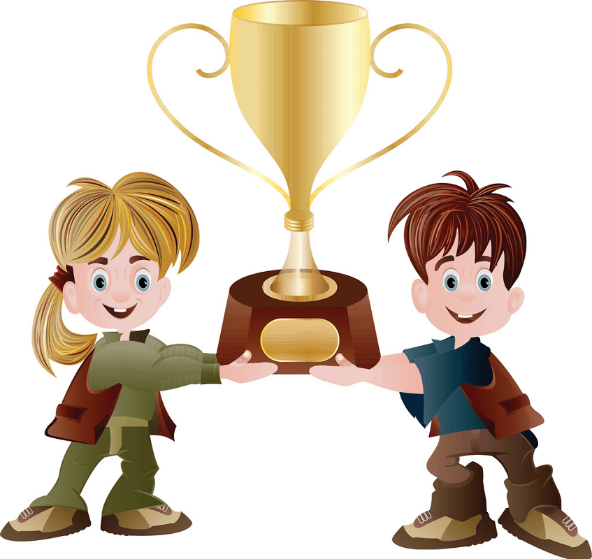 Kids Holding Trophy clipart